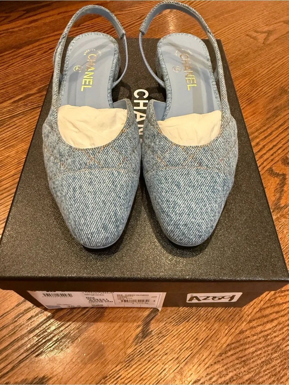 🩵Chanel denim quilted slingback. Brand new.